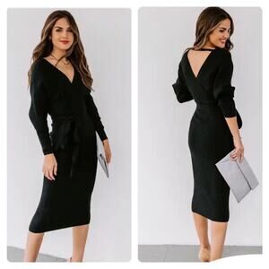 NWT VICI Yara Drape Knit Midi Sweater Dress